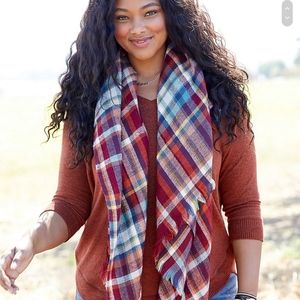 Rust Plaid Blanket Scarf